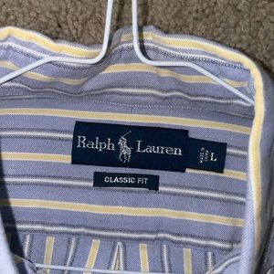 Ralph Lauren classic fit blue and yellow striped button down size large